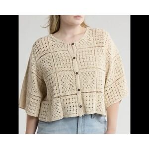 Forgotten Grace Crochet Knit Crop Top Cardigan Size‎ 1X Cottagecore Fairy Boho